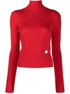 Patou Ribbed Knit Roll-neck Jumper In Red