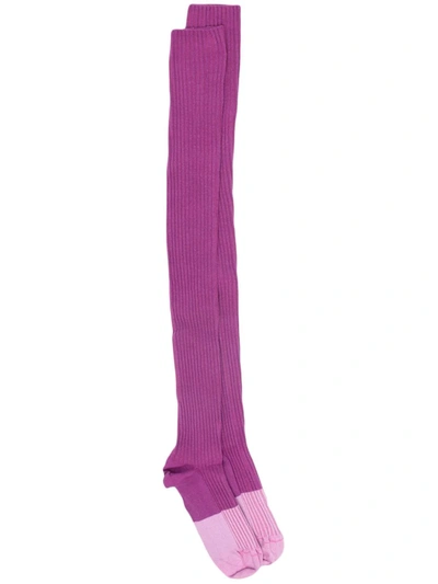 Patou Colour-block Knee Length Socks In Purple