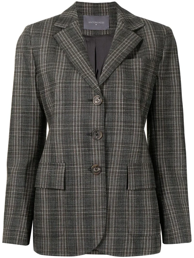 Lorena Antoniazzi Checked Single-breasted Blazer In Grey