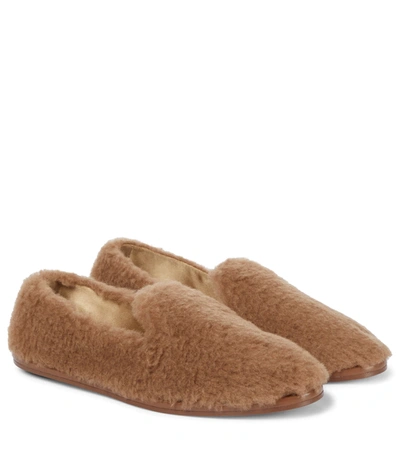 Max Mara Feliac Faux-fur Camel Wool And Silk Loafers