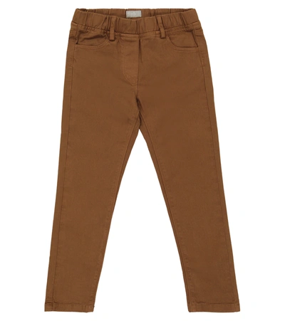 Il Gufo Kids' Stretch-cotton Twill Pants In Brown