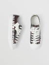 BURBERRY BURBERRY LOGO DETAIL CAMOUFLAGE PRINT LEATHER SNEAKERS,80432561