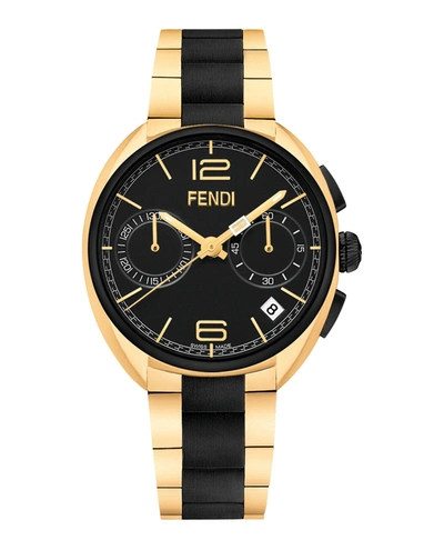 Fendi Men's Momento Two-tone Stainless Steel Chronograph Watch In Black/gold