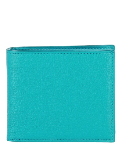 Alfred Dunhill Duke Leather 8cc Billfold Wallet In Turquoise