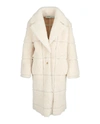 Off-white Oversized Shearling Coat In Beige