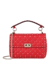 Valentino Rockstud Spike Small Leather Shoulder Bag In -red