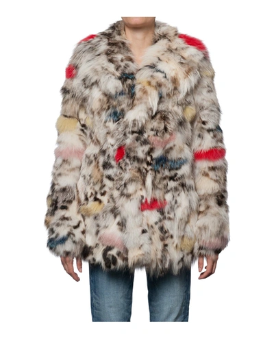 Saint Laurent Multicolour Fox Fur Jacket In Multicolor