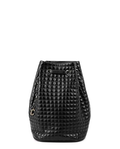 Celine C-charm Leather Bucket Bag In Black