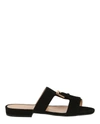 Sergio Rossi Buckle-detailed Suede Sandals In Black