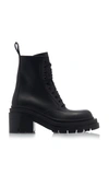 Bottega Veneta Womens Black Lug Lace-up Leather Combat Ankle Boots 3 In Black