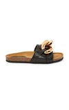 Jw Anderson Women's Chain-embellished Leather Slides In Black