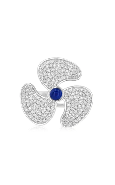 Aisha Baker Women's Fan Club 18k White Gold Diamond; Sapphire Ring