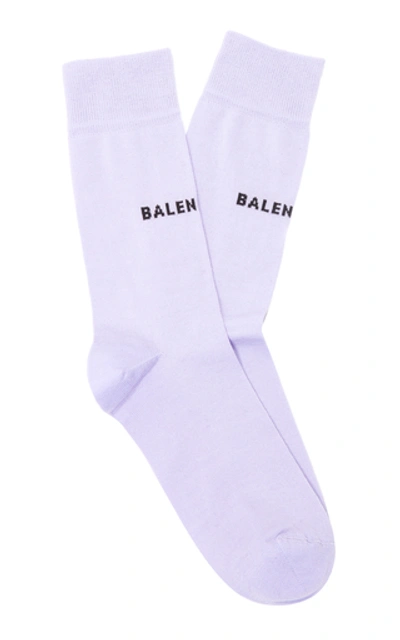 Balenciaga Logo-knit Cotton-blend Socks In Purple