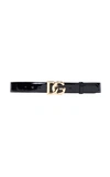 Dolce & Gabbana Women's Patent Leather Belt With Logo Buckle In Black