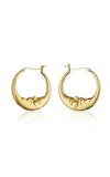 Anthony Lent Large Crescent Moonface 18k Yellow Gold Diamond Earrings