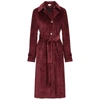 Victoria Beckham Womens Iron Red Belted Cotton-velvet Trench Coat 6 In Burgundy