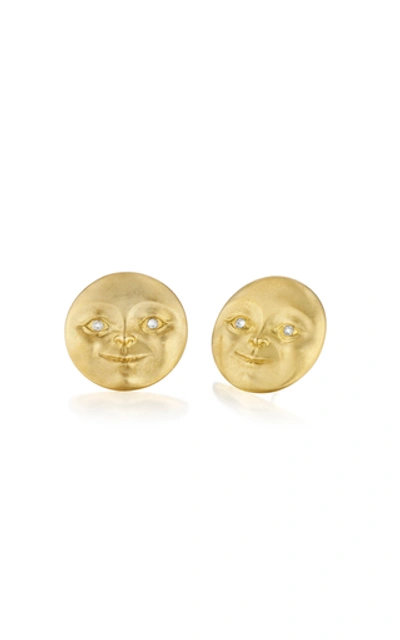 Anthony Lent Women's Moonface 18k Yellow Gold Diamonds Earrings