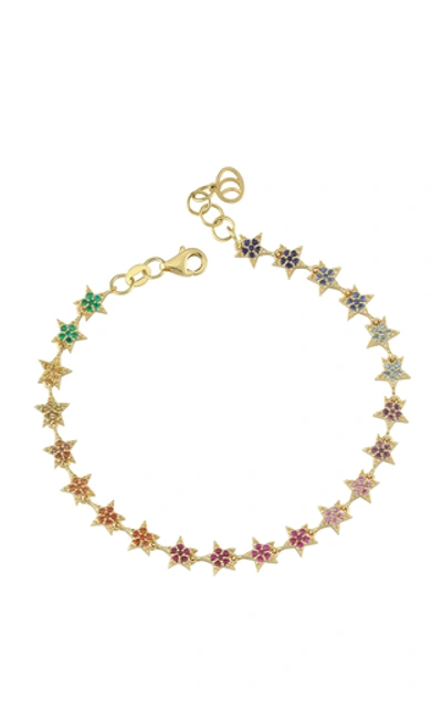 Charms Company Women's Wish Upon A Star 14k Yellow Gold & Rainbow Sapphire Milky Way Bracelet