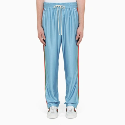 Gucci Light Blue Jogging Trousers With Web Tape