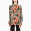 Off-white Abstract Floral Print Silk Shirt In Multicolor