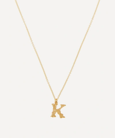 Alex Monroe 18ct Gold Teeny Tiny Floral Letter K Alphabet Pendant Necklace