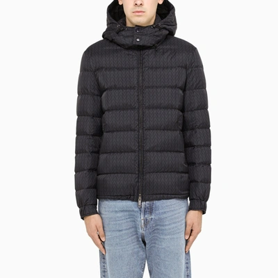 Valentino Navy V-motif Down Jacket In Blue