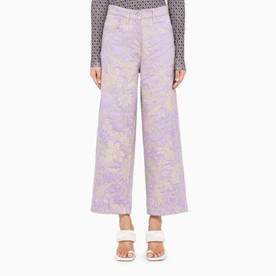 Dries Van Noten Lilac Trousers With Embroidery In Purple