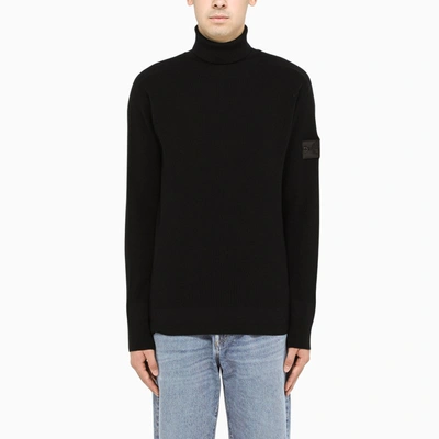 Stone Island Shadow Project Black Honeycomb Turtleneck Sweater