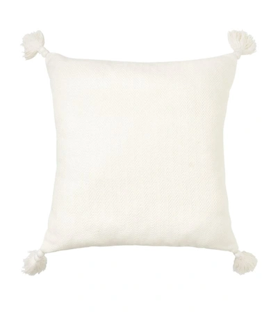 Cam Cam Copenhagen Herringbone Tassel Cushion In Ivory