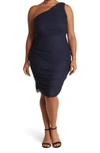Love By Design Vera One Shoulder Dress In Navy Blazer