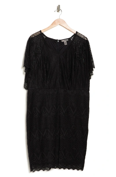Love By Design By Design Jeanne V-neck Lace Dolman Dress In Black