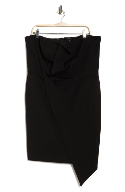 Love By Design Audrey Strapless Asymmetrical Dress In Black