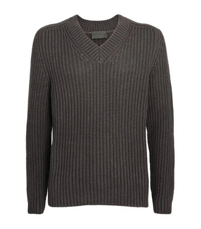 Iris Von Arnim Cashmere V-neck Sweater In Grey