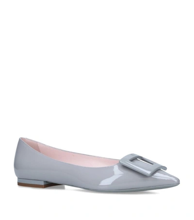 Roger Vivier Leather Gommettine Ballet Flats In Grey