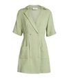 Sandro Womens Verts Alize Organic Cotton-blend Mini Dress 12 In Almond Green