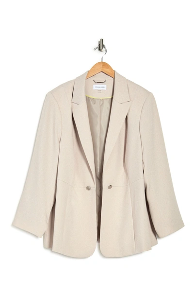 Calvin Klein Peak Lapel Twill Blazer In Khaki Whit