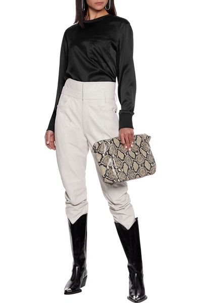 Helmut Lang Printed Stretch-silk Satin Top In Black