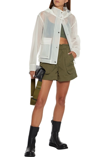 Helmut Lang Gathered Twill Shorts In Army Green
