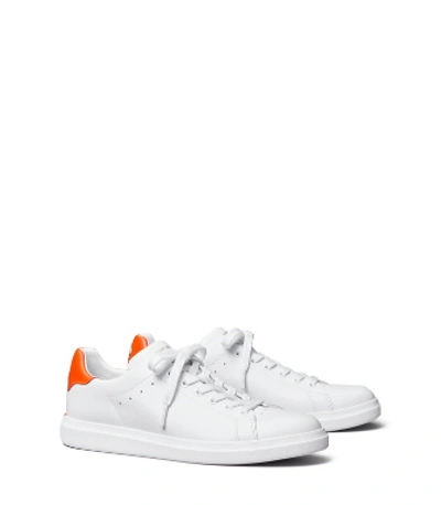 Tory Burch Howell Court Sneaker In Titanium White/varsity Orange