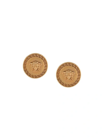 Versace Gold-colored Metal Medusa Earrings In Golden