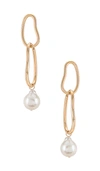 Ettika Pearl Drop Earring In Metallic Gold