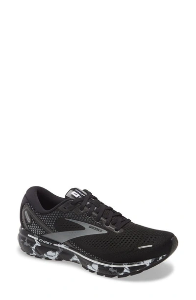 Brooks Men's Ghost 14 Running Sneakers From Finish Line In Black/grey/white