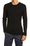 Billy Reid Mini Waffle Crewneck T-shirt In Black