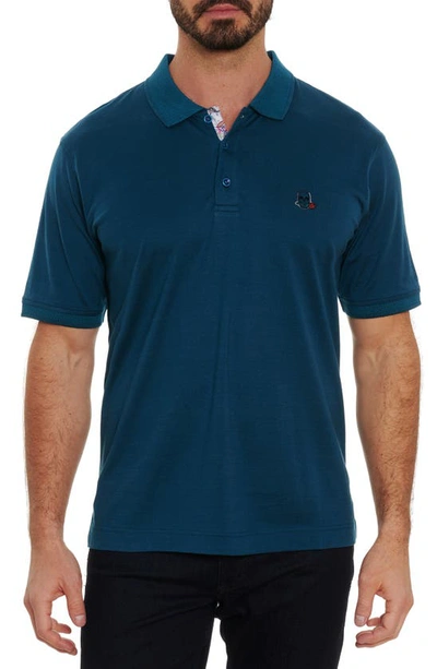 Robert Graham Archie Short Sleeve Polo In Dark Teal