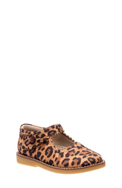 Elephantito Girl's Scalloped Leather Mary Jane, Toddler/kids In Suede Leopard