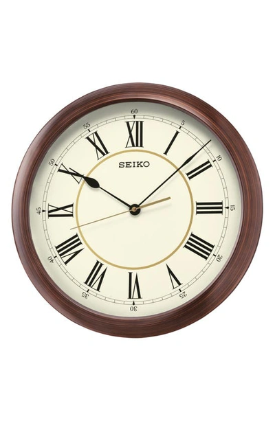 Seiko Roman 16-inch Woodgrain Wall Clock In Brown
