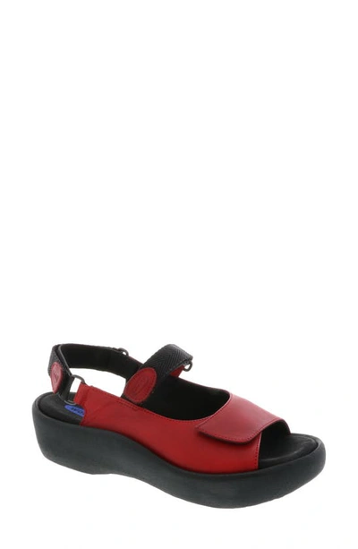 Wolky Jewel Sandal In Red Faux Leather