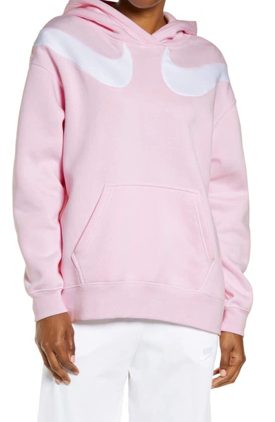 Nike Sportswear Oversize Fleece Hoodie In Regal Pink/ White/ White
