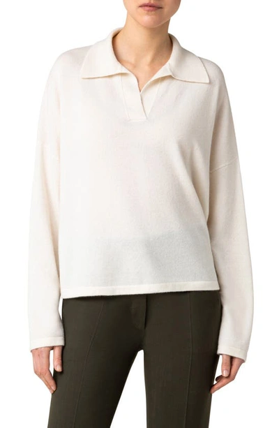 Akris Punto Wool & Cashmere Polo Sweater In Cream