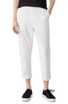 Eileen Fisher Rolled Cuff Slim Jersey Crop Pants In White